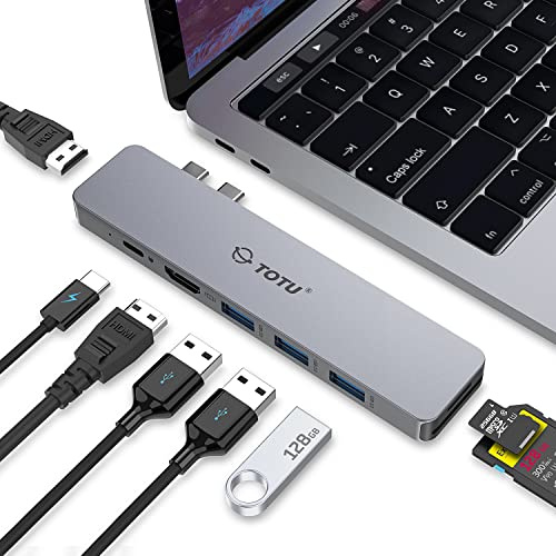 MacBook Usb C Hub Multiport Adapter, 8 in 2 MacBook Docking Station with Dual HDMI, 92W Power Delivery, 3 USB 3.0 Ports, SD and TF Card Reader for MacBook Pro 2016-2021, MacBook Air 2018 or later