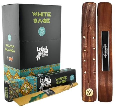 AROMASENSES Tribal Soul Incense - 12 Schachteln zu je 16 Gramm - Ausgezeichnetes Aroma und höchste Qualität. (Weißer Salbei)