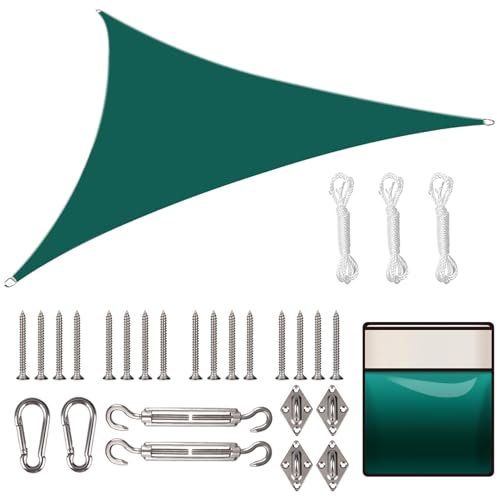 Yeahmart Sun Shade Sail Triangle 3.6x3.6x3.6m with Fixing Kit Waterproof Anti-UV Sunscreen Awning Canopy 98% UV Block for Outdoor Garden Patio Party Backyard Yard Camping with Free Rope, Green