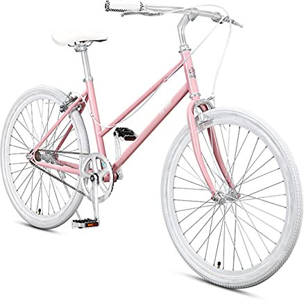 Cruiser Bikes, 24 Zoll Beach Bike für Frauen, Klassischer Retro-Fahrradfahrer, Bequemes Pendlerfahrrad für Freizeitpicknickausflüge (Color : Pink)