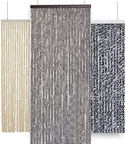 MadeInNature Chenille-Türvorhang, hochwertig, große Farbauswahl, einstellbare Länge und Breite, schützt Ihre Innenräume, hält Insekten, Beige meliert, 120 x 220 cm