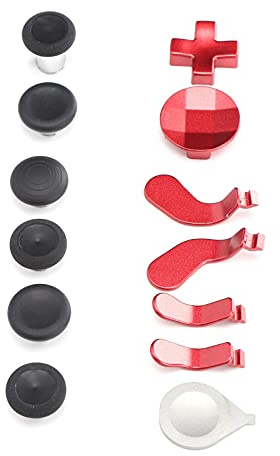 Annadue Trigger Button Paddles Set,Metal Thumbstick,4 Paddles Trigger Buttons Paddles Replacement Parts for One Elite 2 Controller Series(red)