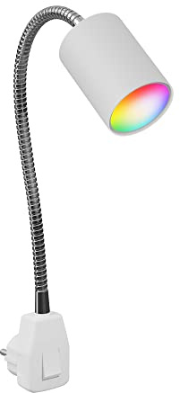 ledscom.de Lampe à douille GU10 WAIKA Col de cygne, interrupteur, blanc incl. Smart Home RGBW GU10 LED