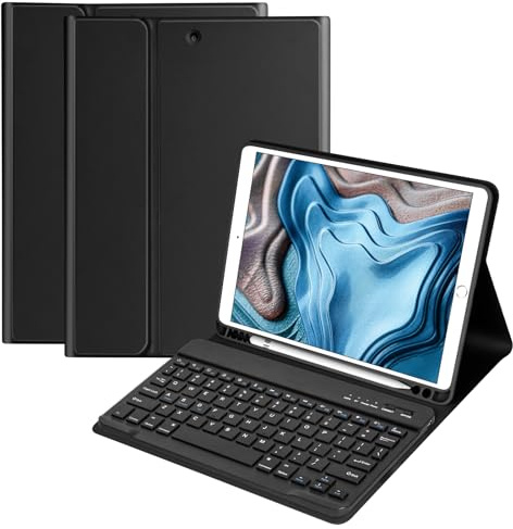 Keyboard Case for iPad 10.2 inch 9th/8th/7th Gen/Air 3 2019/Pro 10.5 inch | iPad Case 9th generation with Automatic Wake&sleep Function, Built-in Pen Holder & Detachable Bluetooth QWERTY Keyboard-Black
