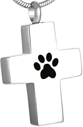 TNBKDSE Verschiedene Form PET ASH Keepsake Memorial URNEN SCHMUCK - SATINLOSER Stahl PFOTENDRUCK Herz/HUNDEMARKE/KREUZKREUZHALSKETTE