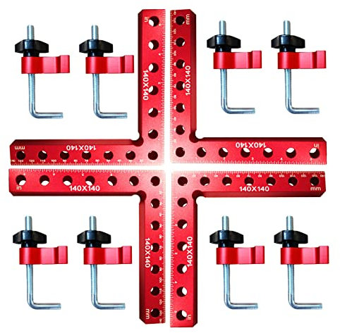 90 Grad Positionierwinkel, L-Typ rechtwinklige Klemmen, 14 x 14 cm, Aluminiumlegierung Eckklemme Holzbearbeitung, Tischler, Klemmwerkzeug für Bilderrahmen, Boxen, Schränke (4,7 Loch)
