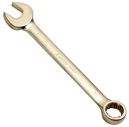WEDO Llave Combinada sin Chispas, Llave Inglesa de Seguridad sin Chispas, Bronce de Aluminio, Forja Troquelada, DIN 3113, Certificado BAM y FM, Tamaño 1/4'', Longitud 105 mm