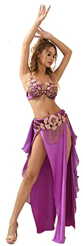 ROYAL SMEELA Bauchtanz kostüm Damen Bauchtanz BH und gürtel Bauchtanz Kleidung Profi Bauchtanz Set Bauchtänzerin Kostüme Bauch tanzen Kostuem Fuer Frauen Bauchtanz Outfit Bauchtanz-BH-Gürtel Anzug