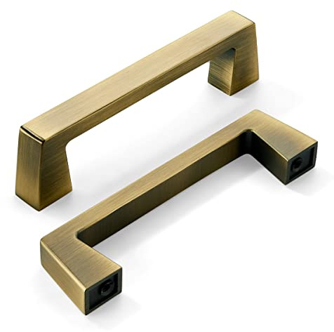 khtumeware 6 Stück 96 mm Küchenschrankgriffe, gebürstetes antikes Messing, Schrankgriffe für Küchenschrank, Möbelgriffe für Badezimmer, Schrank, Schubladen, Kommodengriffe