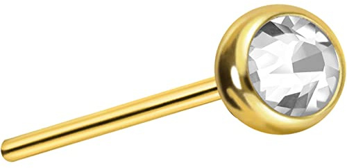 PIERCINGLINE Titan Labret Aufsatz mit Push Pin Kugel + KRISTALL OHNE Labret Stecker Piercing Ohr Conch Tragus Lippe Nase Medusa Farb & Größenauswahl