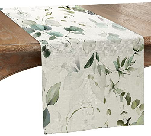 Aitsite Grüne Tischläufer Sommer Frühling Küche Tisch Dekoration Drinnen Draußen Urlaub Party Dekor Gänseblümchen 40 x 180 cm