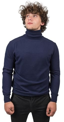 DALLE PIANE CASHMERE Col Roulé Homme Mélange Cachemire Laine | Pull chaud et doux pour l'automne et l'hiver, élégant à offrir pour elle et pour lui, véritable luxe Made in Italy