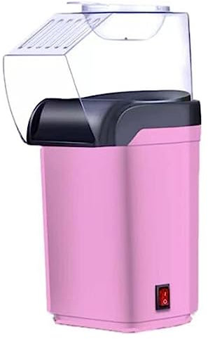Portable Popcorn Maker, No Oil Needed 1200W Hot Air Popcorn Machine, For Family, Party, With Measuring Cups,Pink