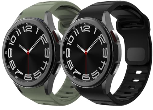 2 Pack 20mm No Gap Silikonarmband für Samsung Galaxy Watch Frauen Männer | Sportarmband für Samsung Galaxy Watch 7/6/5/4/FE 40 44mm/Watch 6 Classic 43 47mm/Watch 5 Pro 45mm/4 Classic 42 46mm/Active 2