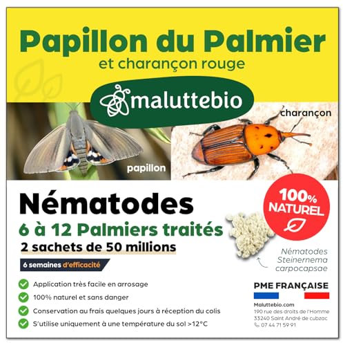 Nématodes Papillon du palmier et le Charançon Rouge - Nematodes palmier - Pour traiter 6 à 12 palmiers (100M)