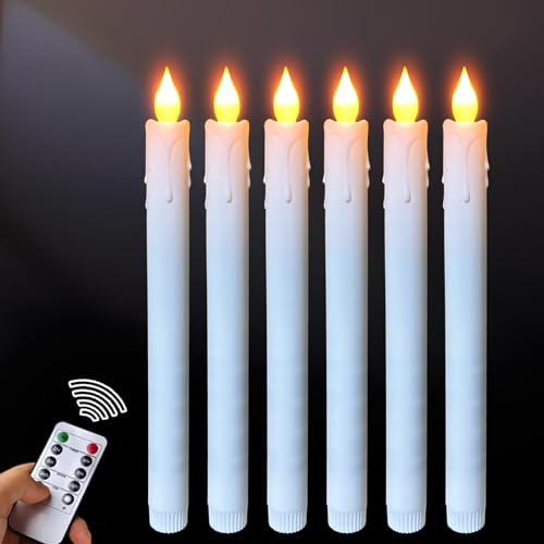 Hopelit LED-ljus, Stabkerzen, Falska Elektriska LED-ljus, Flackrande Låga med Timerfunktion och Fjärrkontroll, LED-stabljus Batteridrivna, 6 st