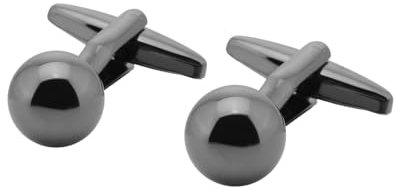 Skcess Manschettenknöpfe Schwarz, Manchettenknoepfe Herren Runde Kugel Messing Herren Manschettenknöpfe 10 MM