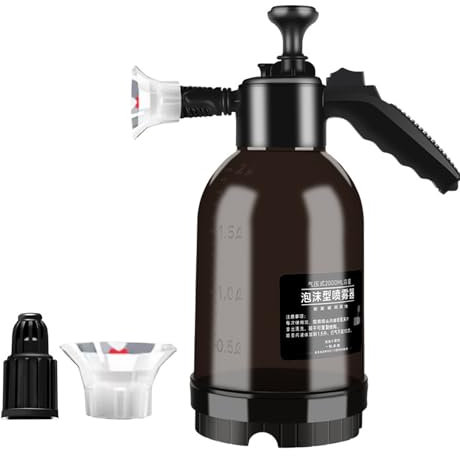 Portable Pressure Sprayer Bottle, 2L Snow Foam Pump Sprayer with Replacement Nozzle Multipurpose Hand Foam Sprayer Water Pump Spray Bottle for Car Cleaning Indoor Outdoor Garden Plants Watering, Black