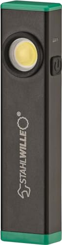STAHLWILLE Mini LED Arbeitsleuchte 13134 mit Halteclip und Magnet | bis 500 Lumen, 3h Leuchtdauer | integrierter Akku, USB-C Taschenlampe, Schwarz