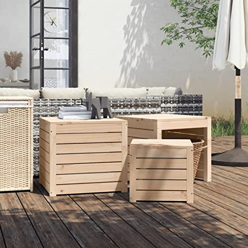Rantry 3-TLG. Gartenbox Kissenbox mit Stauraum Holztruhe Möbel mit Deckel Garten Auflagenbox Gartentruhe Gartenkiste AuflagentruheGartenmöbel Balkonmöbel Massivholz Kiefer