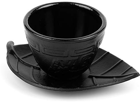 Ensemble de Tasses à Thé Japonaises, Ensemble de Tasses à Thé en Fonte de 100 ML, Tasse à Thé en Forme de Feuille, Soucoupe, Tasse à Thé Rétro