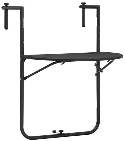 LAPOOH Balkonhängetisch, Balkontisch, Balkonmöbel Kleiner Balkon, Balkon Möbel, Gartentisch, Tisch Klein, Braun 60x64x83,5 cm Kunststoff Rattanoptik