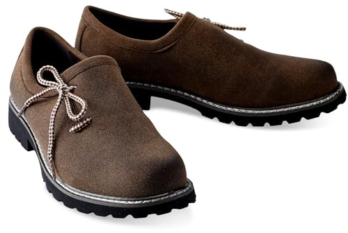 Cuffbow Lederhosen Shoes for Men Oktoberfest Costume Boots,11,Antique Brown