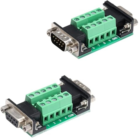 PENGLIN 2PCS DB9 Male to Female Breakout Board Connector | RS232 D-SUB Serial to 9 Pins Port Serial Adapter