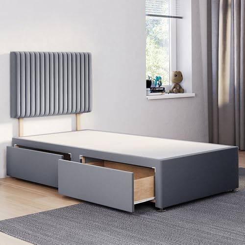 ComfoRest 3FT Single Divan Bed with 2 Drawers - 24 Grey Malia Headboard