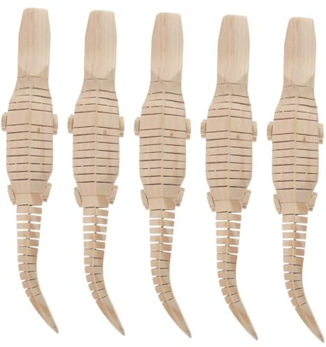 VICASKY 5stücke Holz Modell Krokodil Unfinished Spielzeug Für Schüler DIY Bastelzubehör Kompakt Tragbar Holzspielzeug Lebendiges Spielzeug Für Tägliche Nutzung