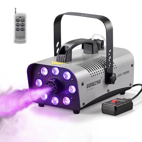 BORGOVA 700W Fog Machine with 8 LED Lights, 3000 CFM, Wireless Remote - Halloween, Parties, DJ, Weddings