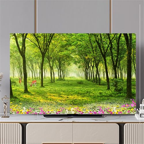 Hixingo TV Abdeckung Staubschutzhülle, 3D Wald Muster TV Staubschutzhülle 32-80inch TV Abdeckung Schutzhülle Fernseher Fernsehabdeckung Universal TV Schutzhülle (40-43inch,Dschungel)