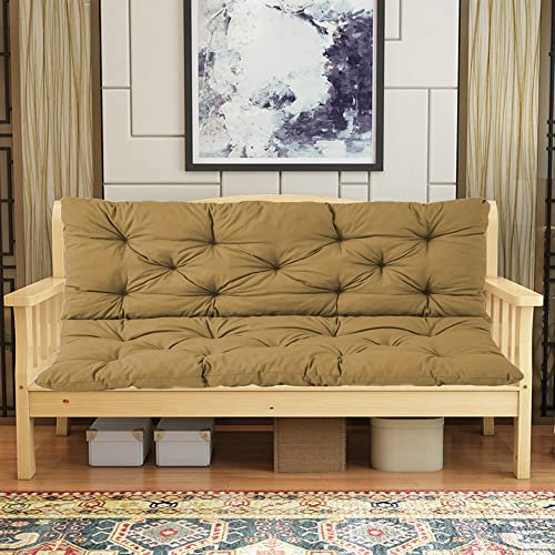 Outdoor-Sitzkissen, verdickte Rückenlehnenkissen für 2-/3-Sitzer, Veranda, Schaukel, Terrassenmöbel, Polster für Gartenbank, Terrasse, Liege, Khaki, 120 x 100 x 8 cm