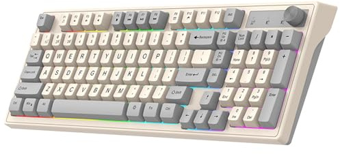 Docooler Clavier mécanique sans fil 2,4 G 98 touches rétroéclairé BT pour PC/ordinateur portable