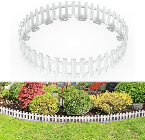 NAIZY Rasenkante Kunststoff 12 Stück Beeteinfassung Biegbarer Pflasterkante mit Erdanker Beetumrandung Mähkante Plastikzaun für Garten Rasen Dekorativ, Weiß (12 Stück/516cm)