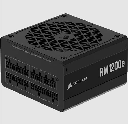 Corsair RM1200e (2023) Vollmodulares, geräuscharmes ATX-Netzteil mit 12V-2x6-Kabel - ATX 3.1 & PCIe 5.1 konform, Cybenetics Platinum Effizienz, 105°C bewertete Kondensatoren, moderner Standby-Modus