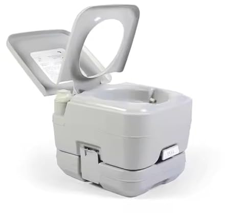 10L Portable Travel Toilet Outdoor Camping Picnic with 2 Detachable Tanks & Push-Button Operation, Grey