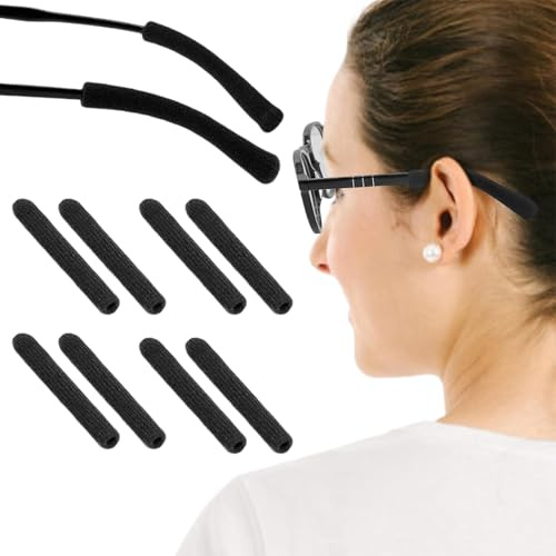 JEYORZY 4 Paia Ferma Occhiali, Copertura Aste per Occhiali Antiscivolo Gancio, Cuscinetti Auricolari in Maglieria Accessori per Occhiali Antiscivolo