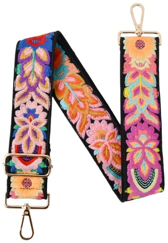 Disnace Verstellbar Taschengurt Breit, Schultergurt für Damenhandtaschen, Geflecht Umhängegurt Multifarben Boho, Ersatz-Gurte für Crossbody Bags, 5cm Breit, Universell Geeignet für 75-135cm (Schwarz)