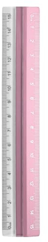 sourcing map Righello dritto, 15 cm, in plastica e lega di alluminio, goniometro geometrico, strumento di misurazione per architetto, artista, ufficio, rosa