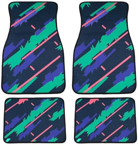 CVPX Autofußmatten-Set Autoteppich 4 Teile/Satz Konfetti Stoff Matte Plüsch Teppich Teppich Anti-Rutsch Fußmatten JDM Auto Matten Pad Protector(Plush-Multicolor)