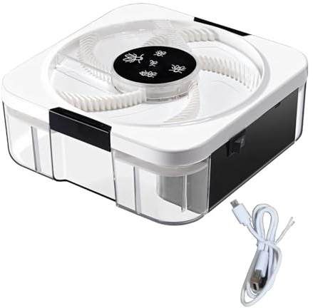 Attrape-mouches électrique avec chargement USB, piège à mouches rotatif silencieux pour usage domestique, compact 19 x 19 x 0,75 cm, construction ABS