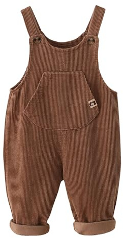 Happy Cherry - Salopette in Corduroy per Neonati, Bambini e Ragazze, Salopette in Corduroy per Bambini, Salopette a Un Pezzo per Primavera, Inverno e Autunno - 1-5 Anni, marrone, 12-18 Monate