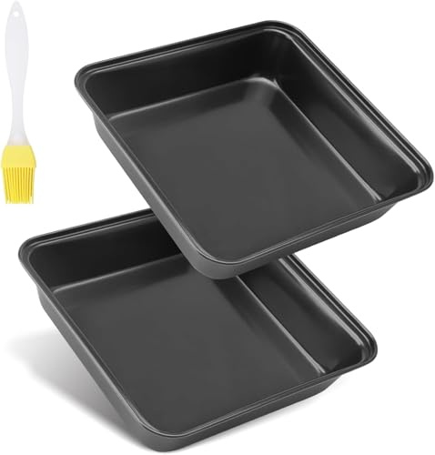 EXIN DEHCEN 2 Pezzi Teglia Da Forno con Due Pennelli per Olio 22 X 22.5 X 5.2 Cm Teglia Forno Antiaderente, Teglia Antiaderente per Forno, Teglie Da Forno per Torte, Pizza E Quiche