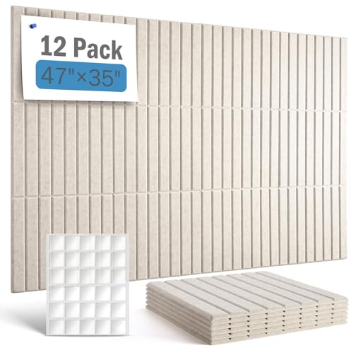 Soundsbay 12 Pack Acoustic Wall Panels 60 Pcs Self-Adhesive Tape | High Density Acoustic Panels for Recording Studios, Gaming Room, Office, Live Streaming 30x30x0.9cm