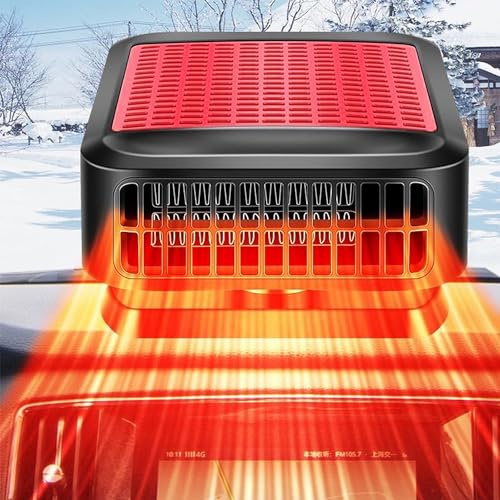 KQLHLHDYZ Calentador de coche de 12 V 200 W, calentador y descongelador portátil de rotación de 360°, desempañador de parabrisas con enchufe para encendedor de cigarrillos