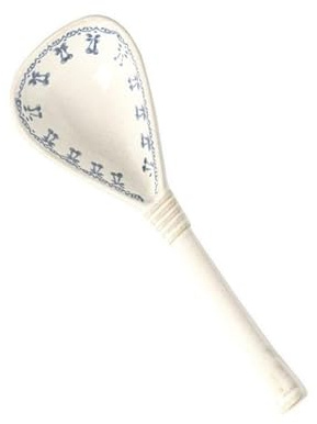 ALMLNLL Cuchara sopera (1 Unidad) Azul y Blanca, de Mango Largo, pequeña, cerámica rústica, Estilo Vintage. Ideal for Sopa, arroz, Ramen, Avena, Cereales Helado(B,S)