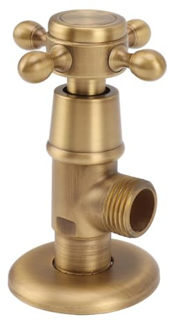 Valvola di arresto ad angolo in ottone massiccio Valvola di intercettazione dell'acqua calda fredda ispessita retrò Valvola ad angolo in ottone resistente antideflagrante per (Antica)