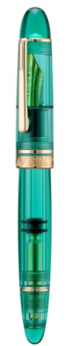 Erofa Majohn P140 - Penna stilografica a pistone NO.8 con punta fine, penna da scrittura regalo in acrilico trasparente verde a grande capacità con scatola
