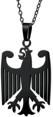 KRFWGUU Deutsche Adler Kette, Deutschland Wappen Kette, Edelstahl (Schwarz)